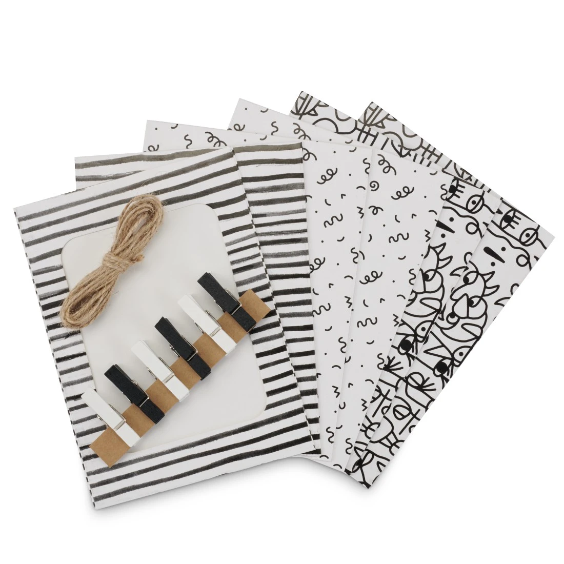 EKSMA Fotogirlande Set 30-teilig - Kraftpapier Rahmen Mit Klammern & Leine Für DIY Deko