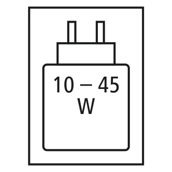 Benötigte Höchstleistung Netzteil: 45.0 W / Benötigte Mindestleistung Netzteil: 10.0 W / USB PD: Ja 