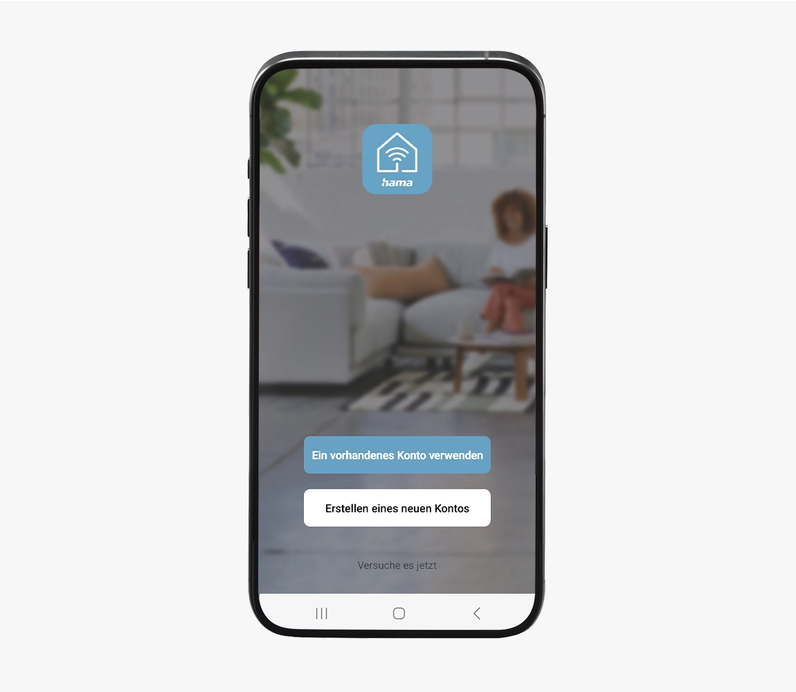 Konto anlegen oder anmelden bei Hama Smart Home App