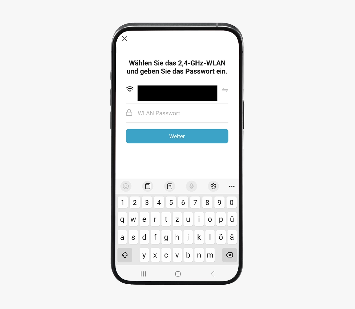 Aufforderung Passworteingabe, um Hama Smart Home App mit WLAN zu verbinden