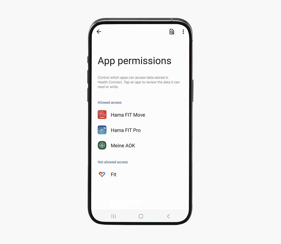 Exemple de capture d'écran Autorisations des applications, aperçu des applications dont l'accès est autorisé ou refusé