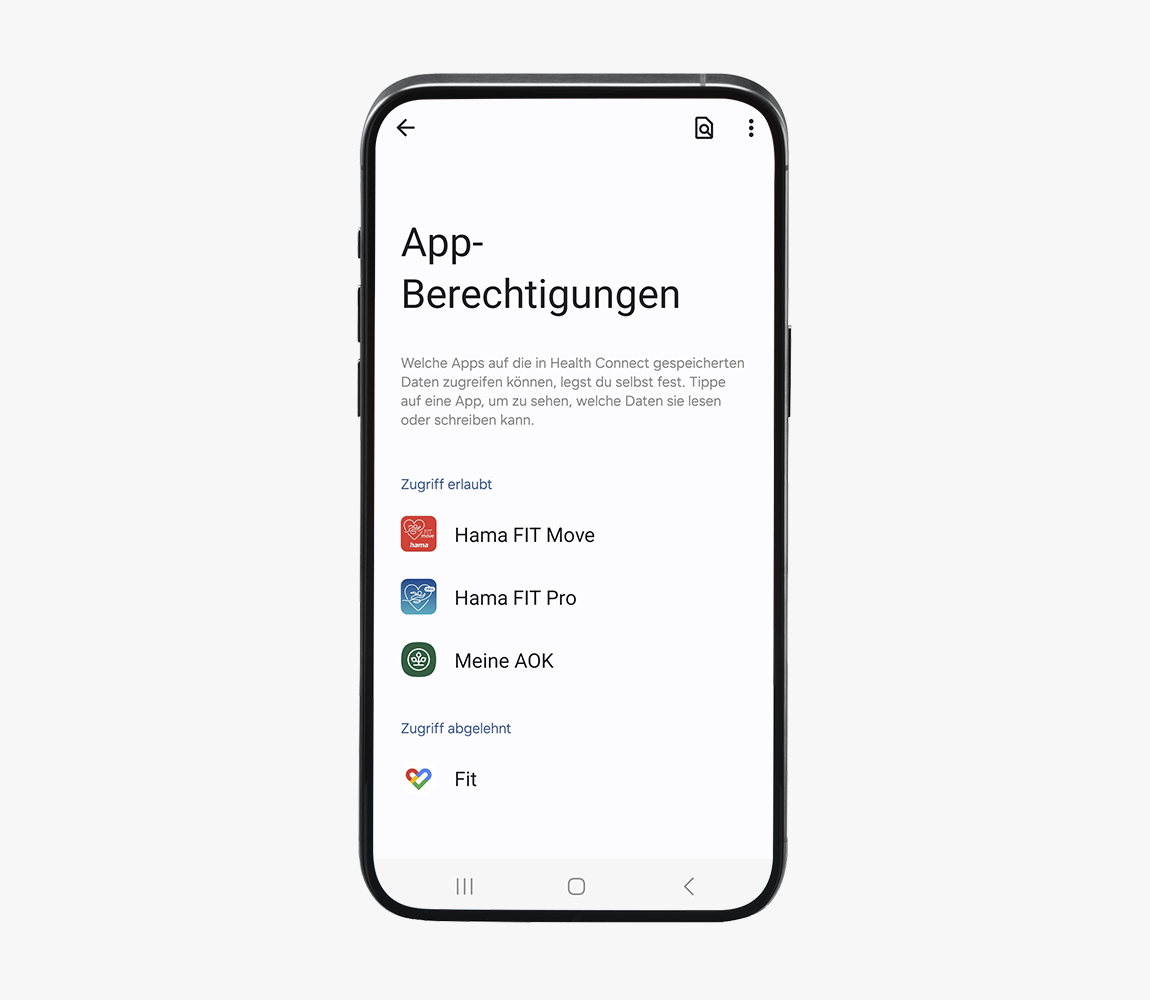Screenshot-Beispiel App-Berechtigungen, Übersicht der Anwendungen mit erlaubtem und abgelehntem Zugriff
